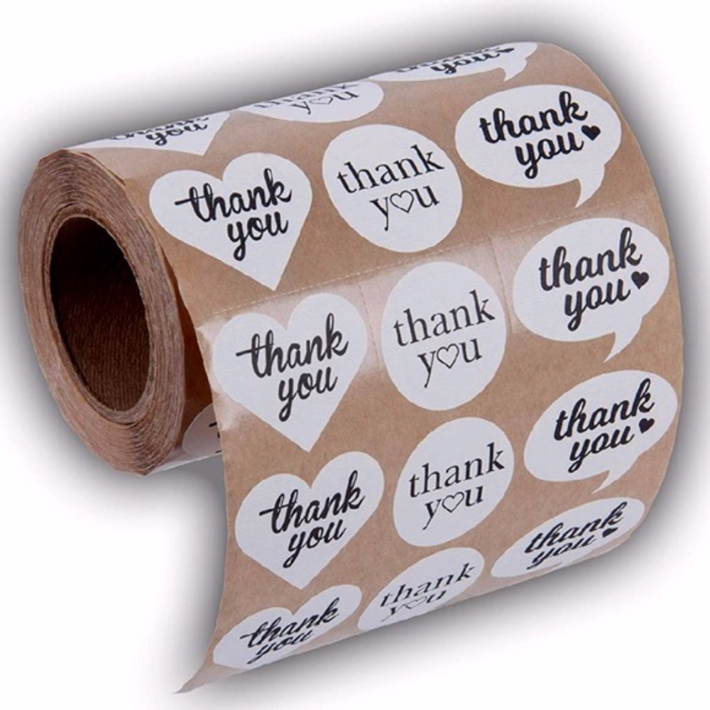 100 pieces textured cream thank you stickers